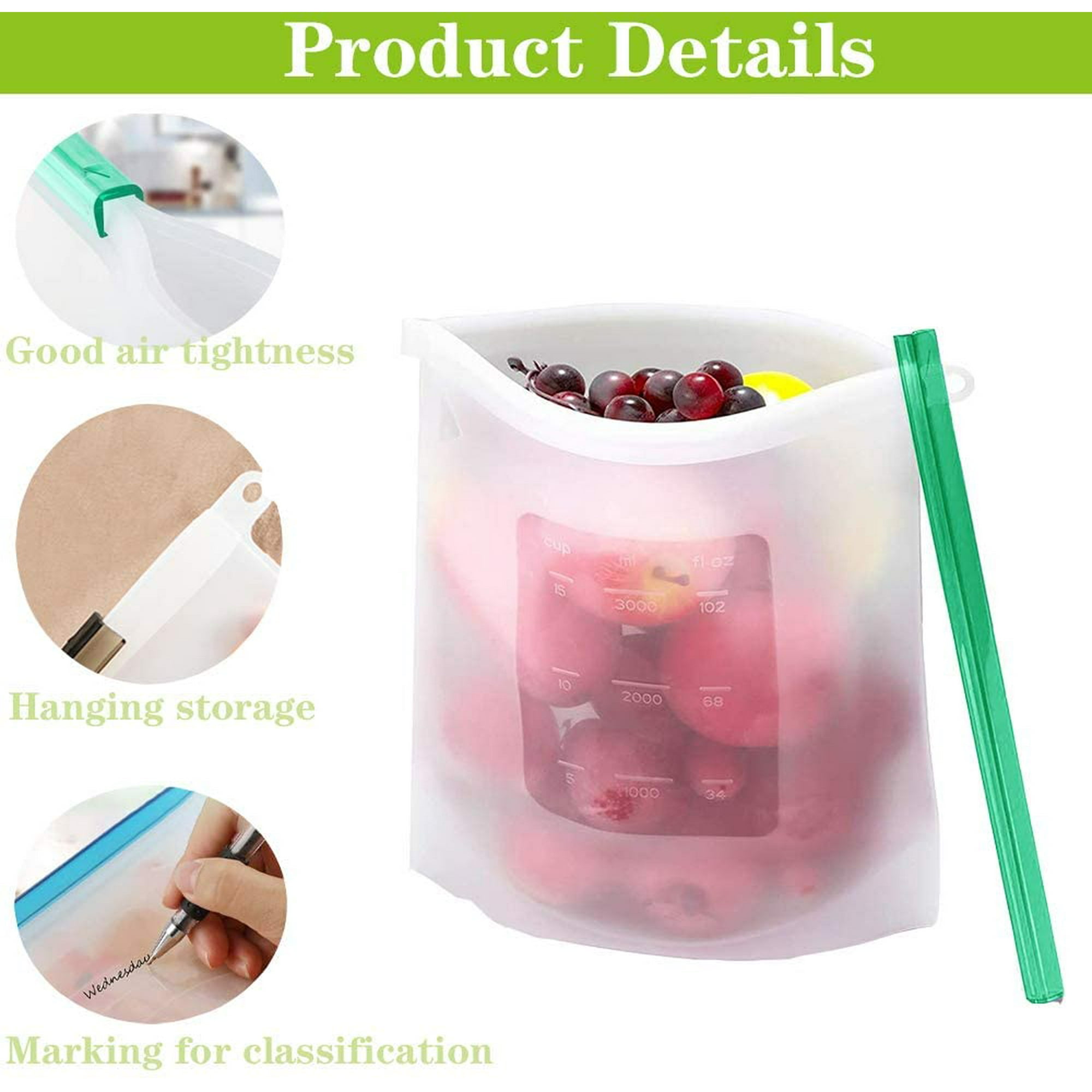 Silicone Storage Bag Ultra Thick Reusable Silicone Food Bag Silicone Bags for Food Storage Freezer Versatile Silicone Bags for