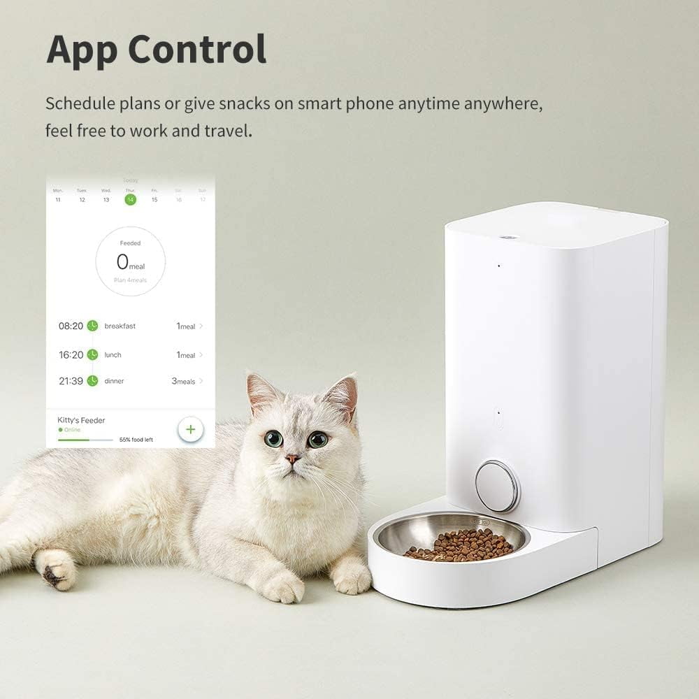 pet Water Dispenser Automatic Cat Puppy Feeder with Stainless Steel Bowl cat Fountain (Color : WhiteStainless Steel Bowl)