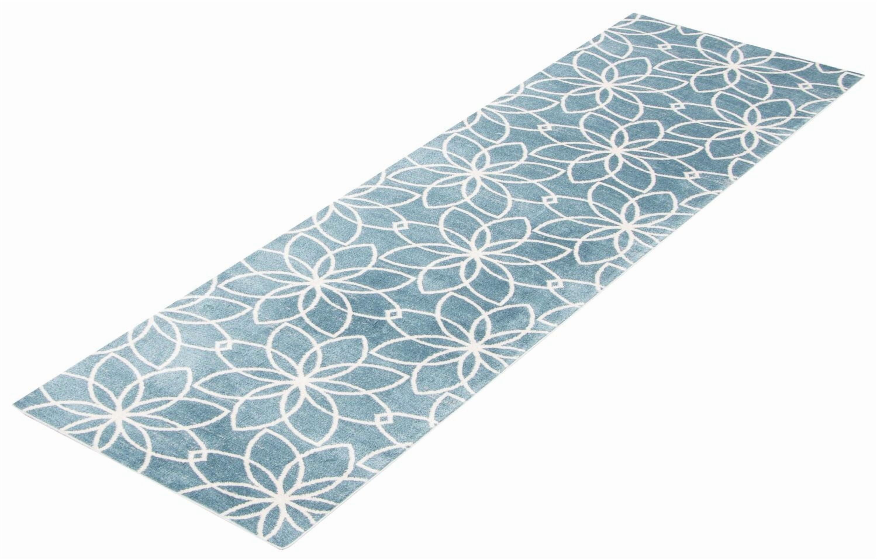 Tapis Lavable ECARPET Floral pour Chambre, Salon, Chambre d'Enfant, Couloir