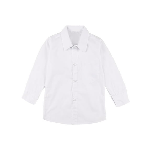 iiniim Kids Big Boy's School Uniform Long Sleeve Button-Down Oxford Formal Dress Shirt
