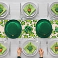 thumbnail image 4 of St. Patrick's Day Shamrock Clover Bushes Table Runner, Gold Coins Green Heart Kitchen Dining Table Decor, Irish Spring Burlap Home Decoration Indoor Outdoor Holiday Party Supply 13 x 90 Inches, 4 of 6