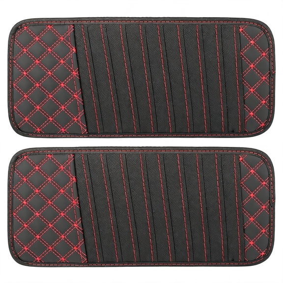 CCOCC 2Pcs Car Cd Visor Storage Cases Vehicle Sun Visor Organizer with 10 Dvd Storage Sleeves Black with Red Line | 2Pcs, with 10 Dvd Storage Sleeves, Black with Red Line