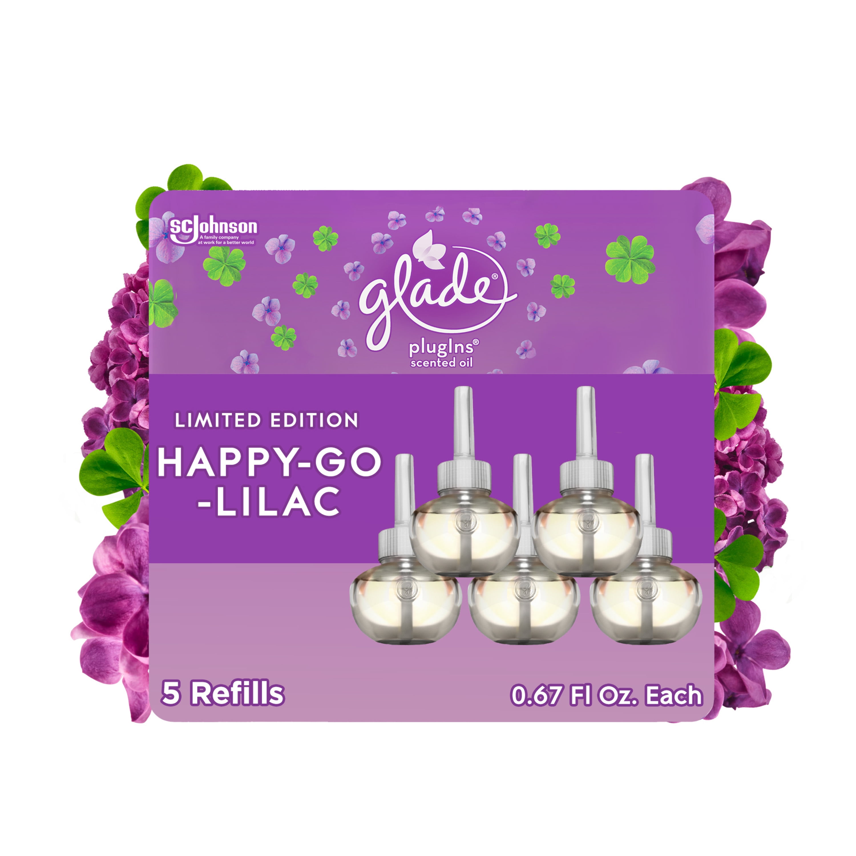 Glade PlugIns Scented Oil Refill, HappyGoLilac Scent, Infused with