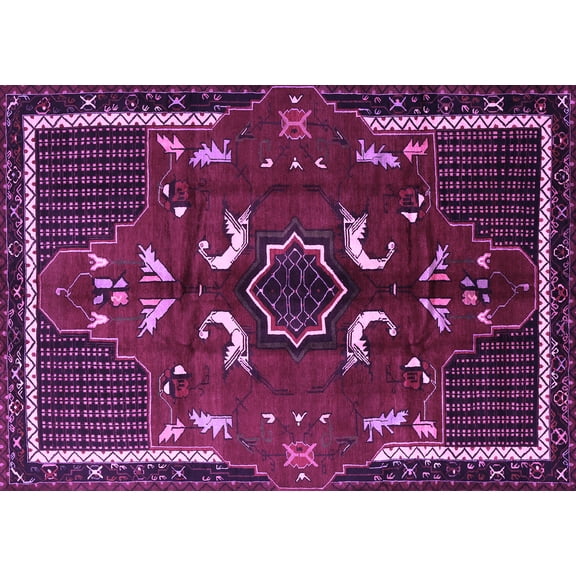 Ahgly Company Indoor Rectangle Persian Purple Traditional Area Rugs, 5' x 7'