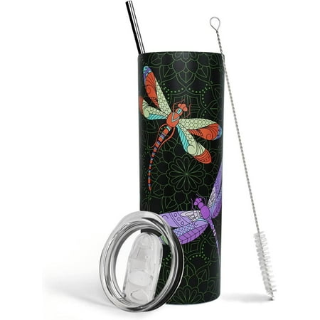 

Dragon Fly Tumbler Gifts for Women- Mandala Dragonfly Coffee Mug Stainless Steel- Dragonfly Ornament Stuff Accessories- Unique Coffee Tumbler for Women 20 Oz Tumbler Dragonfly Mandala Coffee Mug