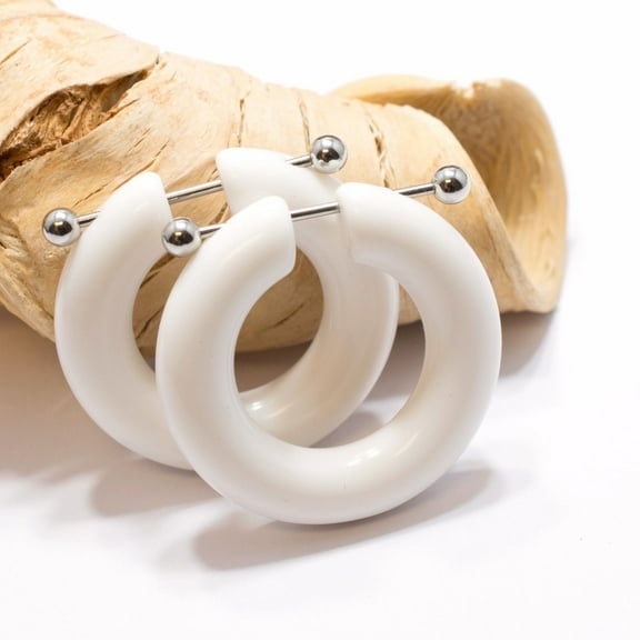 Large Acrylic Hoop Ring Dangle Earrings 16G Surgical Steel Straight Barbell