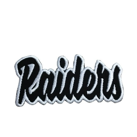 Raiders - White/Black - Team Mascot - Words/Names - Iron on Applique/Embroidered Patch