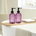 thumbnail image 3 of 2pcs 13.5 oz Glass Soap Dispenser, Hand Press Hand Sanitizer Dispenser Bottle, Skin Care Body Wash Storage Bottle, Reusable, Purple, 3 of 13