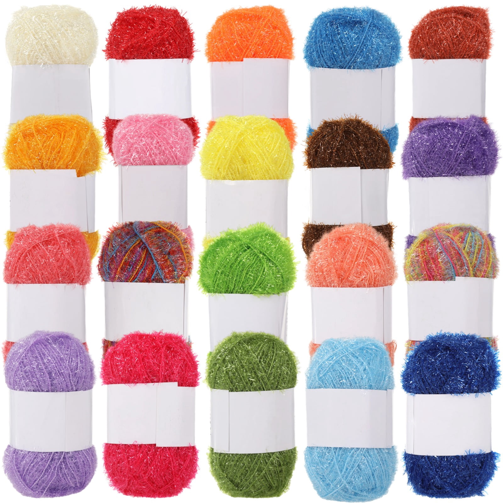 20 Skeins Scrubby Yarns, 2187 Yards Knitting Dishwashing Yarns for Dishcloths, Assorted Colors, Soft Glass Fiber Yarns for DIY Crochet, Craft Projects, Sparkly Knitting Supplies
