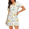 thumbnail image 1 of Fotbe Chicken Bata de Dormir para Mujer con Estampado, Camisón de Algodón de Manga Corta, Ropa de Dormir Casual, 1 of 6