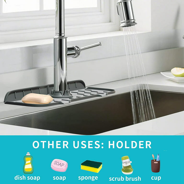 Kitchen Sink Splash Guard Silicone Tray, Dish Soap Dispenser And