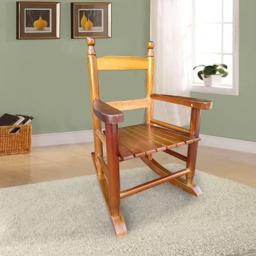 Modern Classic Toddler Rocker Chairs, Indoor & Outdoor Kids Rocking Chair for Children Ages 3-6, Solid Wood Children's Rocking Chair Suitable for Patio, Garden, Playroom, Balcony,Oak