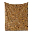 thumbnail image 1 of Psychedelic Soft Flannel Fleece Throw Blanket, Abstract Hallucinatory Plasma Shapes with Eastern Marbleized Print, Cozy Plush for Indoor and Outdoor Use, 70" x 90", Orange Brown, by Ambesonne, 1 of 6