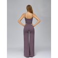 thumbnail image 4 of PISONIC Womens Workout Sets Two Piece Spaghetti Straps Crop Top Matching Straight Leg Pants Gym Work Pilates Outfits, 4 of 7