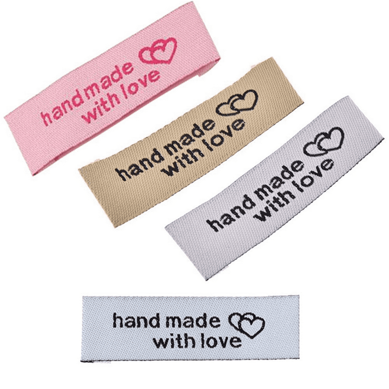 240 Pieces Personalized Sewing Labels Sew on Clothing Labels Handmade Heart Pattern Label Tags