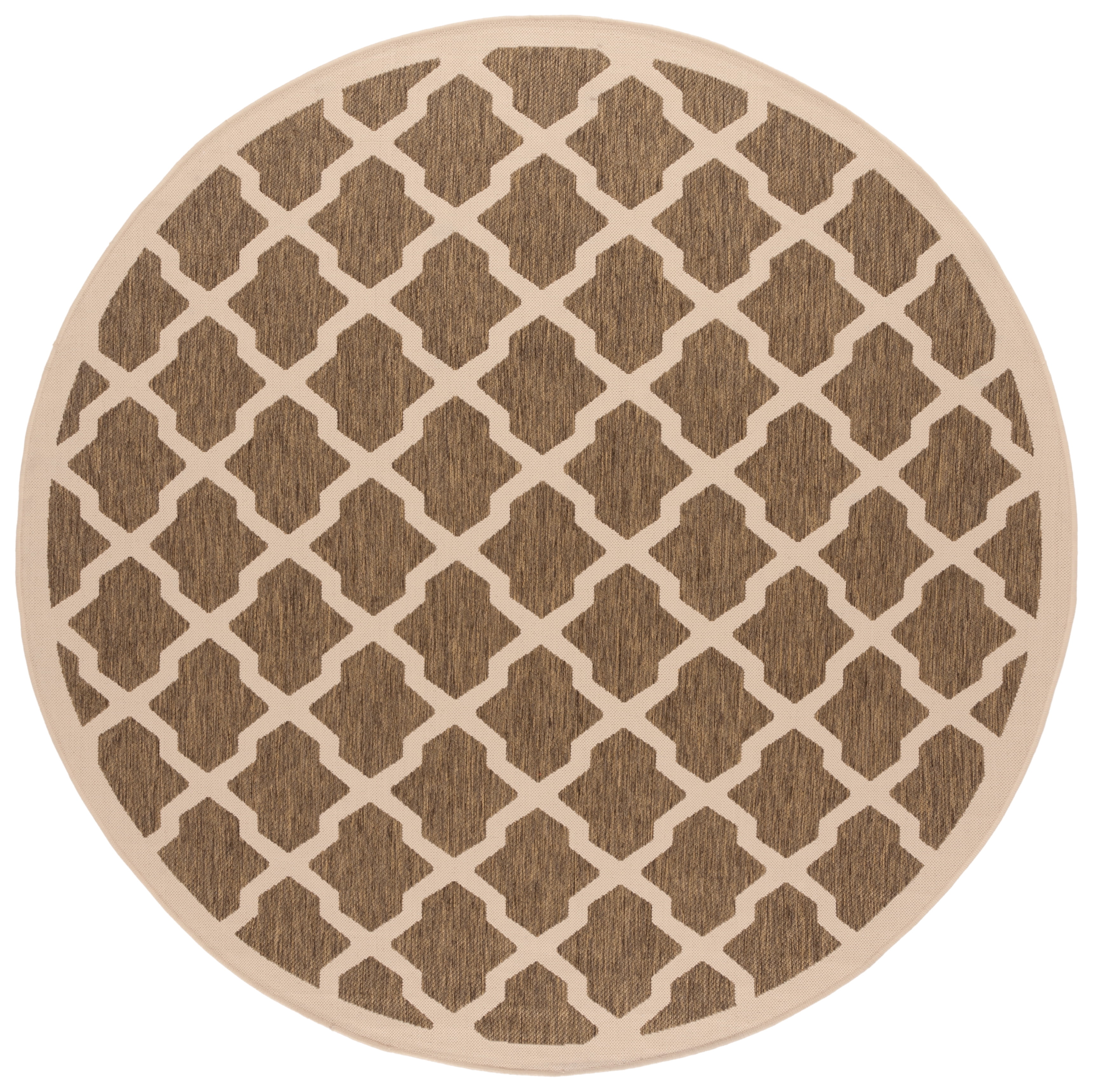 Safavieh Courtyard Amber Geometric Indoor/Outdoor Area Rug, Brown/Bone, 7'10" x 7'10" Round