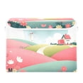 thumbnail image 2 of Foldable Fabric Storage Bin With Handle Collapsible Basket Box Storage With Lid Organizer Sky Green Grass & Flower Fields, 2 of 7
