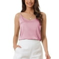thumbnail image 1 of Camiseta de tirantes de satén para mujer, top de cuello en V, blusa casual y formal, camisa de capa 2026 S rosa, 1 of 6