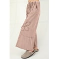thumbnail image 3 of Women's Khaki Mineral Washed Terry Cropped Pants with Flower Applique – Western Inspired Wide Leg Style for Fall Outings [ZhiHiMeRi] | L, 3 of 12