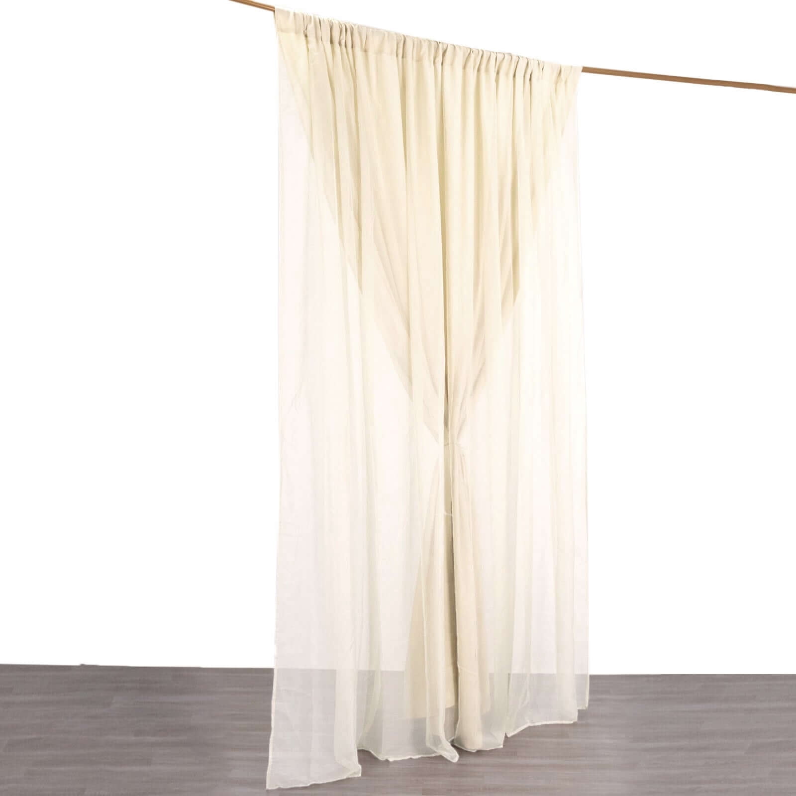 Efavormart 10ftx10ft Beige Dual Layered Polyester Sheer Chiffon Backdrop Curtains With Rod Pockets