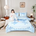 thumbnail image 4 of Castle Fairy Cartoon Bow 3-Piece Full Size Comforter Sets,Blue Bowknot Bedding Comforter Set,Chic Flower Lightweight Bedding Sets,Luxury Girls Bedroom Decor, 4 of 8