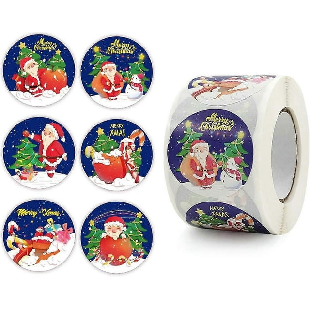 Christmas sealing stickers, 500 pieces of round Christmas adhesive stickers, Christmas decoration stickers (style B)