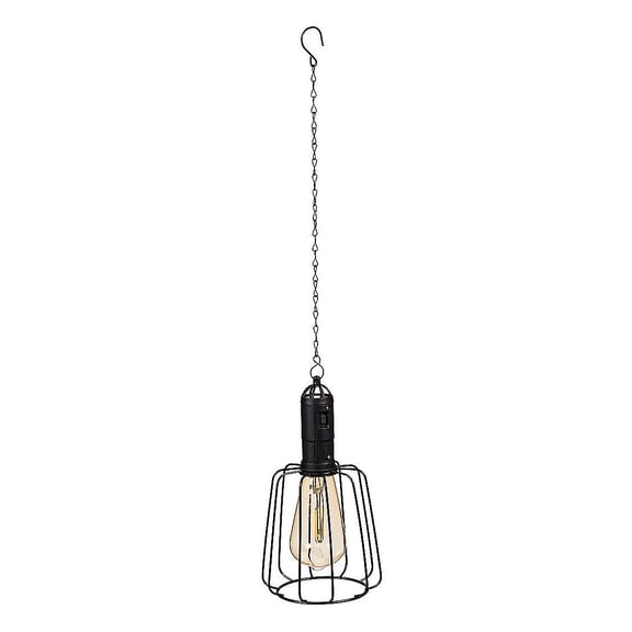 Evergreen 19.6" Solar Hanging Lantern with Chain and LED Bulb, Squared