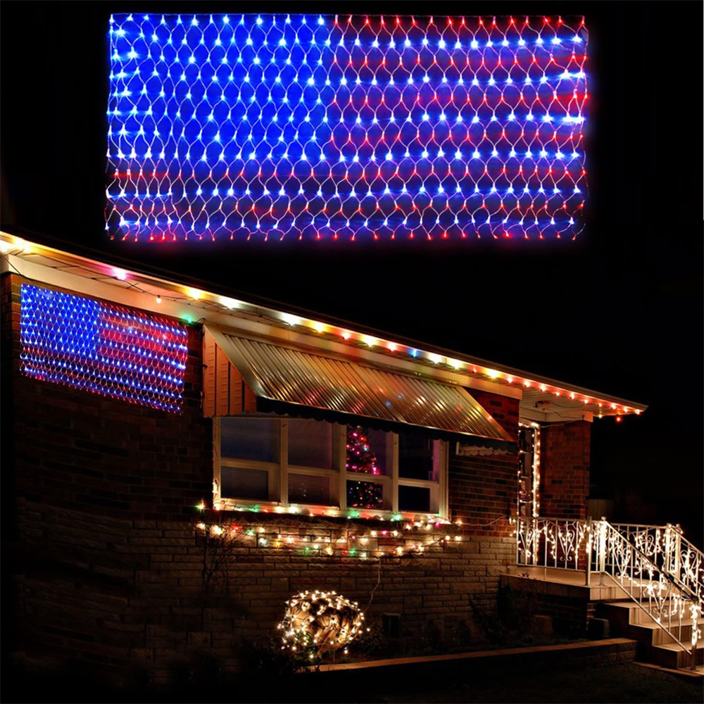 Larger Size American Flag Lights, July 4th Patriotic Lights with Ultra