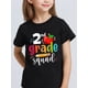 thumbnail image 1 of Camiseta de cuello redondo 100 % algodón con estampado de escuadrón de segundo grado para niña - Camiseta informal, deportiva y de verano con diseño de manzana en forma de lápiz. Ligera, transpirable, 1 of 7
