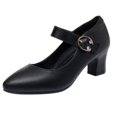 thumbnail image 2 of AUDeals Women's Mary Jane Pumps, Soft Sole Low Block Heel Shoes with Buckle and Closed Pointed Toe for Work and Spring Wear (Black, 6.5), 2 of 9