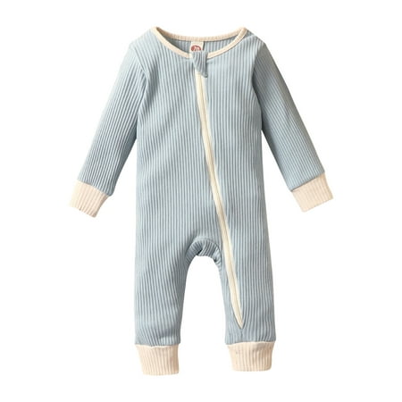 

Utoimkio Newborn Baby Boy Girl Knitted Romper Zipper Jumpsuit Solid Long Sleeve Legging Bodysuit Playsuit Clothes Winter 0-18M