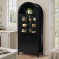 thumbnail image 2 of S-HOME Dome Cabinet with Multi-Level Storage, Antique Design, 71.65 Inch High Engineered Hardwood for Versatile Use, Black, 2 of 12