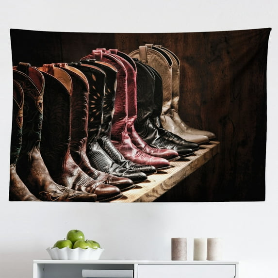 Western Tapestry, Horse in Monument Valley Open Sky Clouds Arizona America Landscape Print, Fabric Wall Hanging Decor for Bedroom Living Room Dorm, 2 Sizes, Cream Blue, by Ambesonne