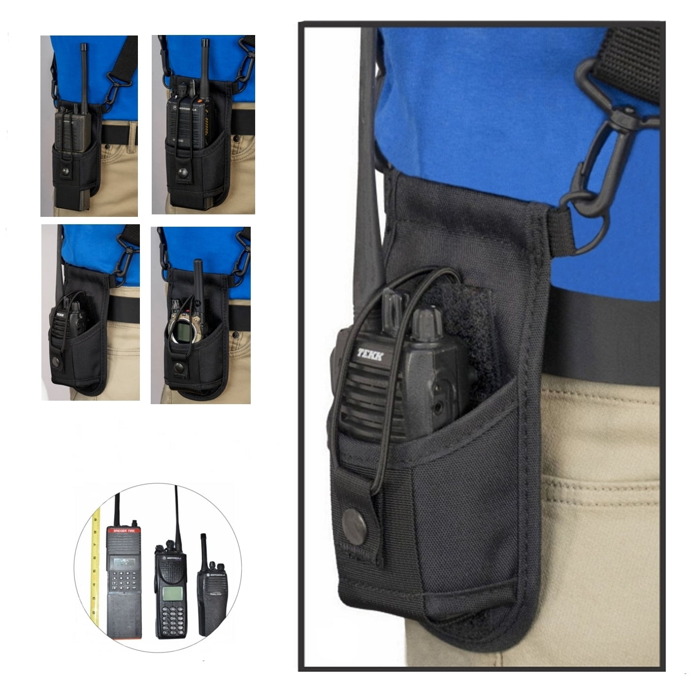 Holsterguy SSRH-500 Shoulder Strap Radio Holster With Adjustable Pouch - Holds Radios 4-3/4" to 8-1/2" Tall - Made in the USA - Black