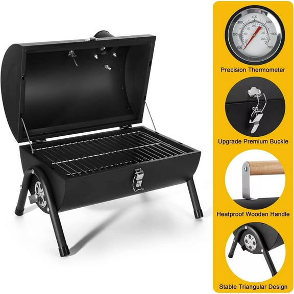 Portable Tabletop Charcoal Grill Camping Picnic Cooker Air Vent Outdoor