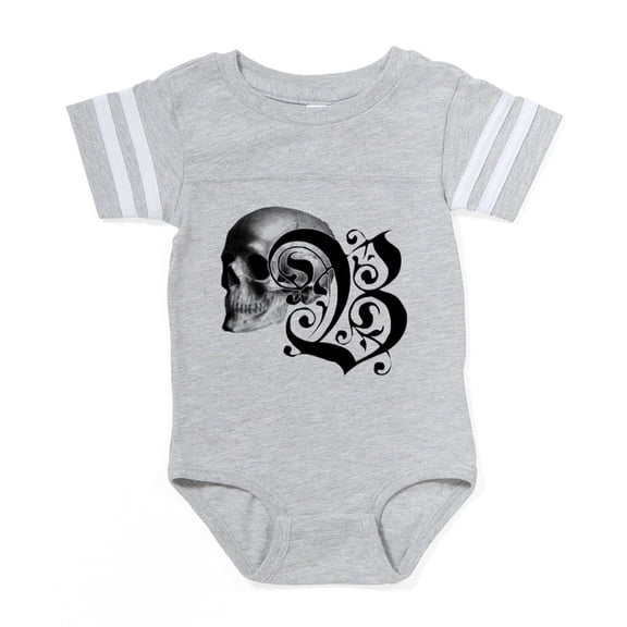 CafePress - Gothic Skull Initial B - Cute Infant Baby Football Bodysuit