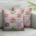 thumbnail image 3 of FUMJ  Square Sweets Ice Cream Donuts Cupcakes on Pink Throw Pillow Covers Sofa Bed Home Decorative Pillowcase Cushion Case Double Sided Design Printed, 3 of 5