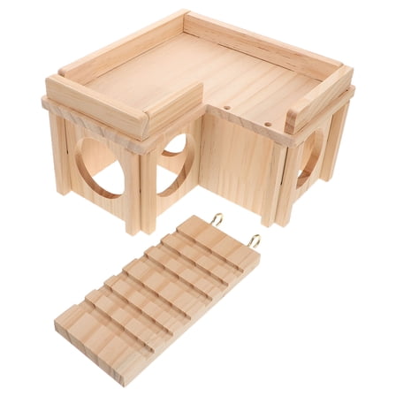 HOOWIFFY Natural Wood Reptile Habitat with Hidden Cave Climbing Ramp for Bearded Dragons