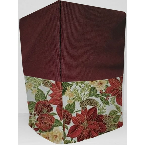 Canvas Christmas Poinsettia Coffee Maker Cover by Penny's Needful Things (Burgundy)