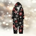 thumbnail image 2 of Bjutir Matching Family Christmas Pajamas Jumpsuits Snowflake Print Hooded Zipper Long Sleeve Warm Fall Winter Holiday Sleepwear Black, 2 of 5