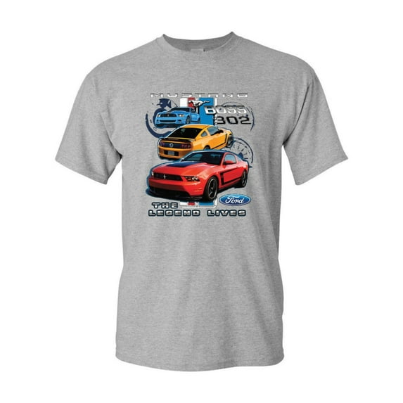 Tee Hunt Ford Mustang The Legend Lives T-Shirt Shelby Raptor Boss 302 Sweatshirt, Gray, Large