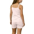 thumbnail image 5 of Loopsun Girls Round Neck Tank Top Cami Top and Shorts Soft Loungewear Lightweight Summer Outfit Pink, 4-7 Years, 5 of 5