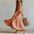 thumbnail image 6 of YuXingFu Casual Summer Dresses for Women Maxi Crew Neck Plus Size Womens Dress Long Sleeve Solid Color Long Casual Summer Orange XXL, 6 of 9