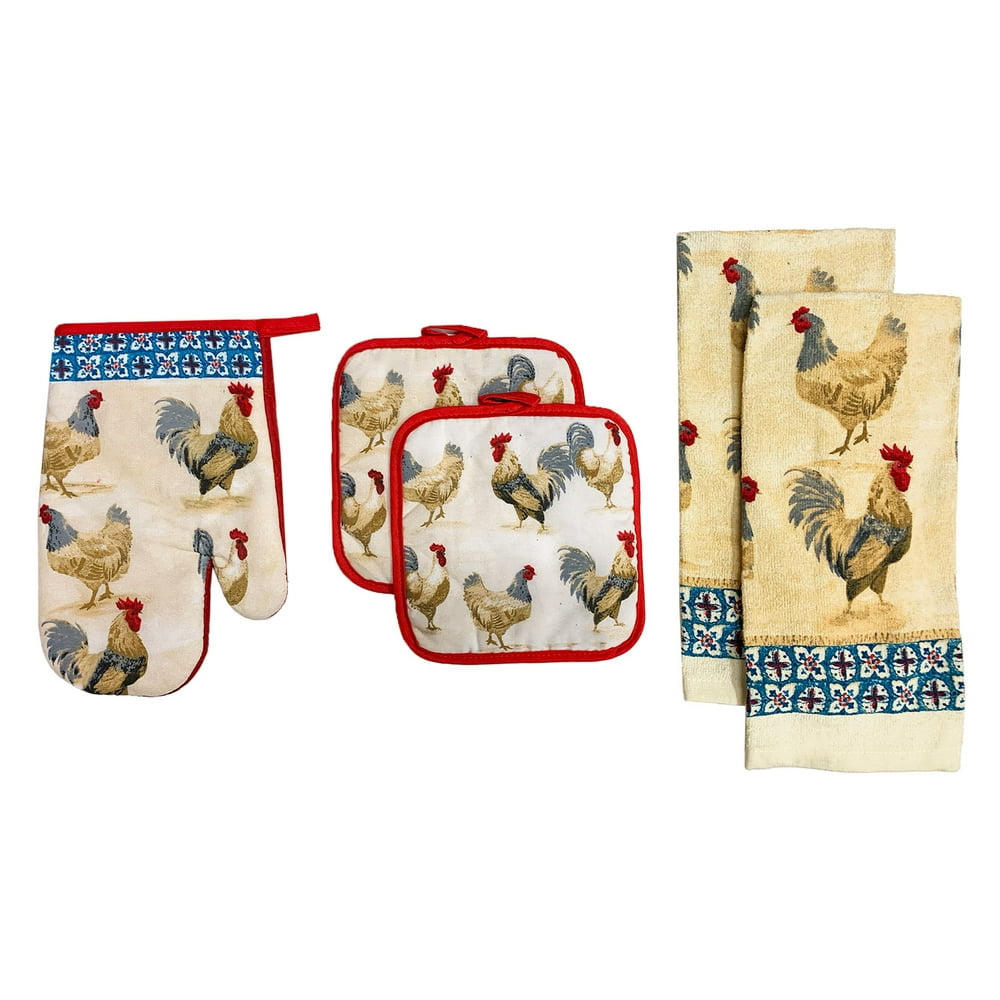 Kitchen Collection 5Piece Hen Farm Kitchen Linen Set, Multi Walmart