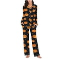 thumbnail image 4 of FDGIU Halloween Pajamas Women's Spring/Summer Floral Printed Round Neck Long Sleeve T-shirt Soft Sleepshirts, 4 of 6
