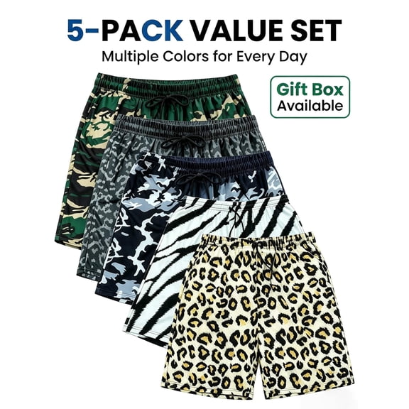 NAUDHENM Boys' Athletic Shorts, 5 Pack