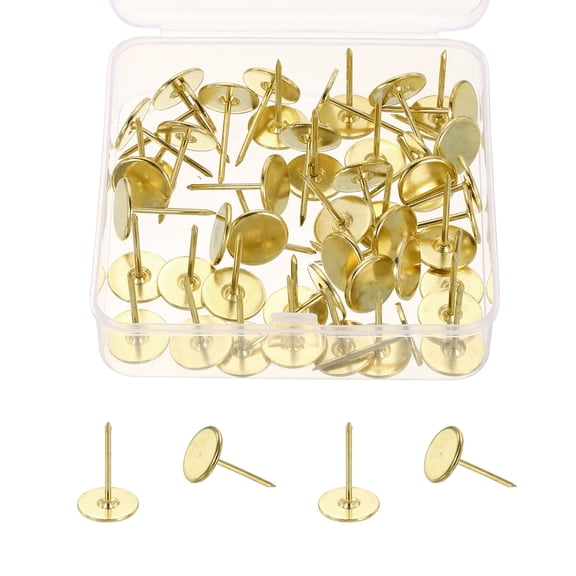50Pcs Thumb Tacks, 5/8"x1" Flat Head Upholstery Push Pins, Gold