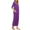 thumbnail image 4 of Unique Bargains Womens Sleepwear Lounge Dress with Pockets Nightshirt Pajama Nightgown, 4 of 5