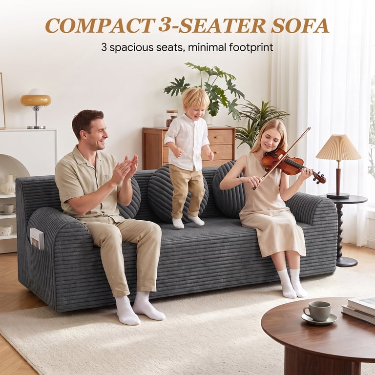 UHOMEPRO 71" 3-Seater Cloud Couch, Deep Seat Gray photo 8