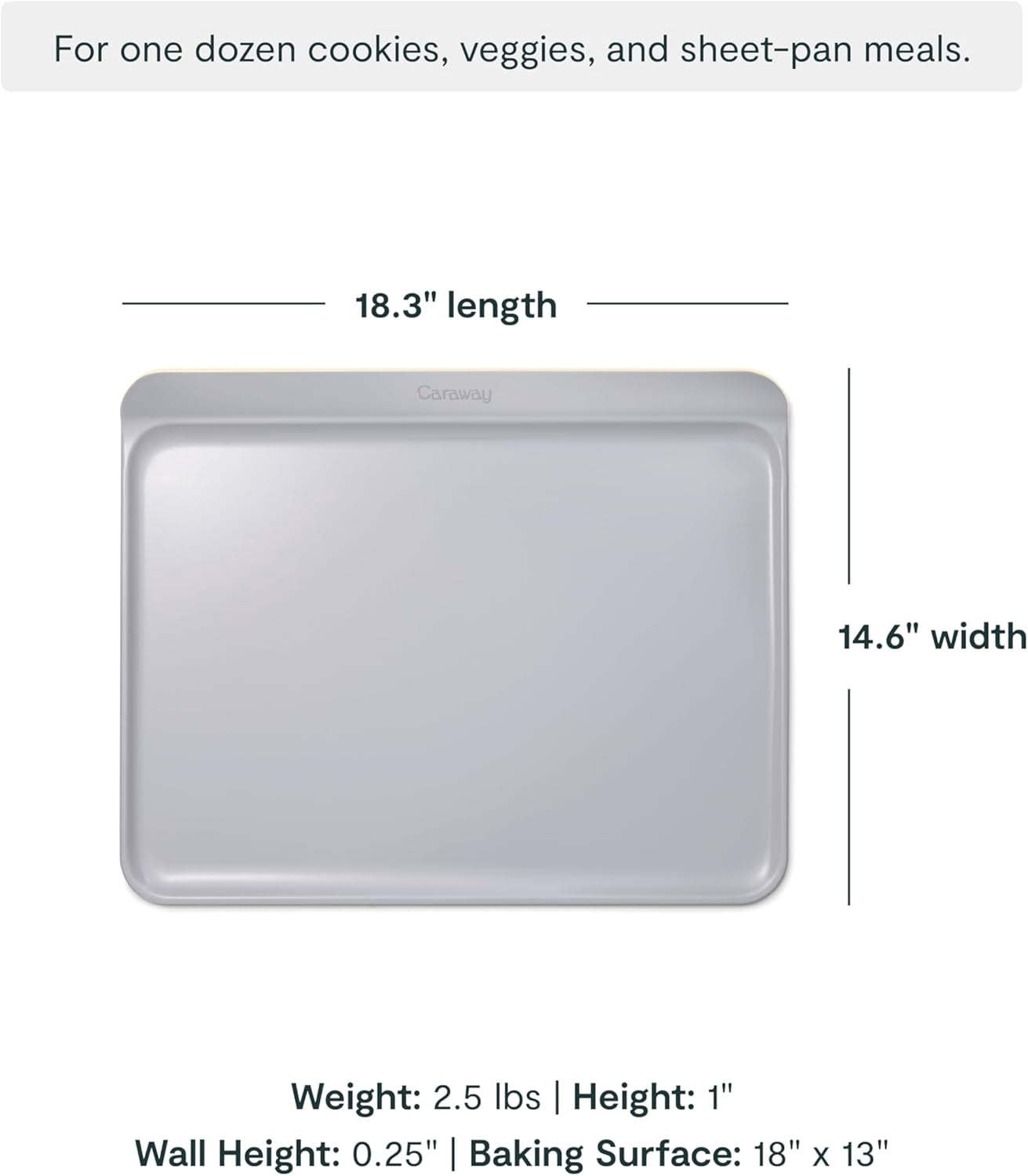 Caraway Cookie Sheet - 18” x 13” Non-Stick Ceramic Baking Sheet - Oven Safe up to 550ºF - Cream